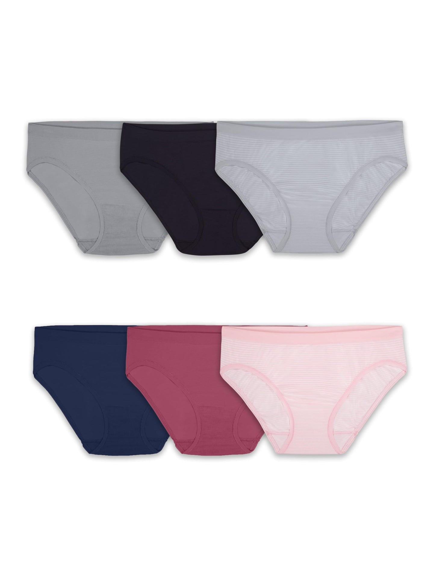 Fruit of the Loom womens Seamless Panties Bikini Underwear, Bikini - 6 Pack Assorted Colors, 9 US