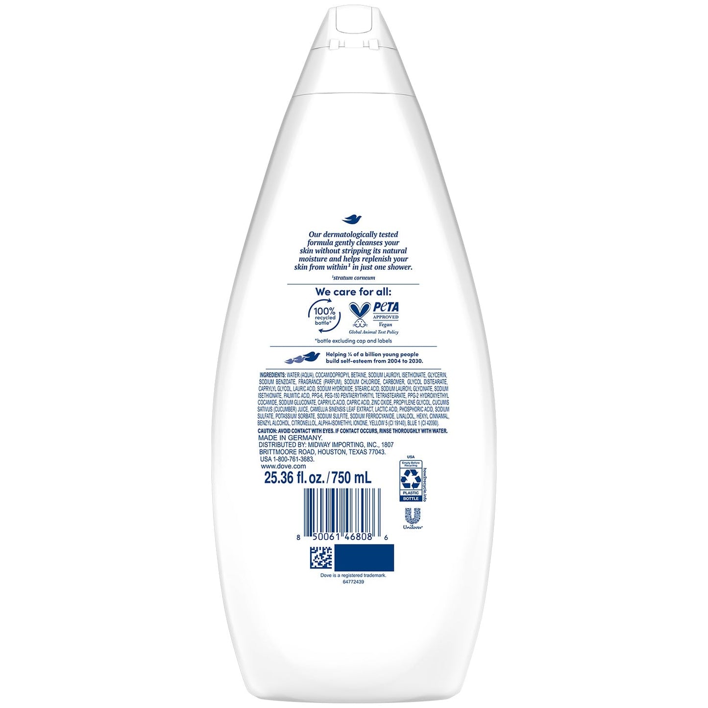 Dove Body Wash, Fresh Care, Value-Size 4-Pack - Soothing Moisturizing Cleanser for Soft Skin, 25.36 Oz Ea