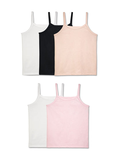 Fruit of the Loom Girls' Big Cotton Undershirts, 5 Pack - Tank - Assorted Colors, Small