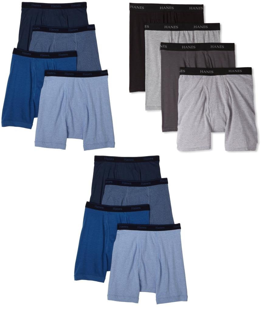 Hanes Men's 12-Pack Assorted Boxer Briefs 100% Cotton Underwear, Medium
