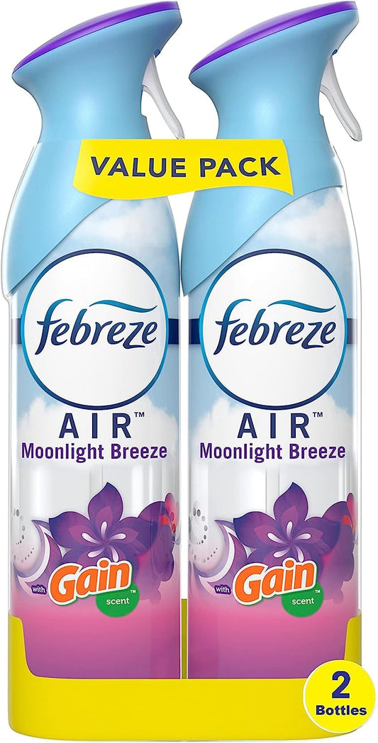 Febreze Odor-Fighting Air Freshener, with Gain Scent, Moonlight Breeze, Pack of 2, 8.8 fl oz each