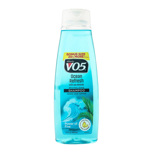 Alberto VO5 Ocean Refresh Revitalizing Shampoo - Moisturizing Shampoo with Sea Minerals - Fresh Ocean Fragrance - Five Oils and Vitamins - 443 ml