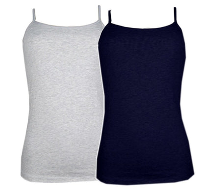 Maidenform 2- Pack Cotton Stretch Camisole (Large, Navy/Grey)