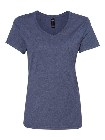 Hanes Nano-T Women’s V-Neck T-Shirt 2XL Heather Navy