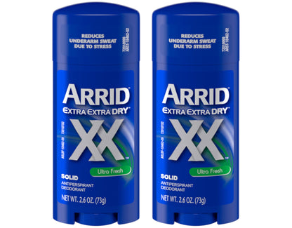 Arrid XX Ultra Fresh, Extra Extra Dry, Solid Antiperspirant Deodorant, 2.6 Oz. (Pack of 3)