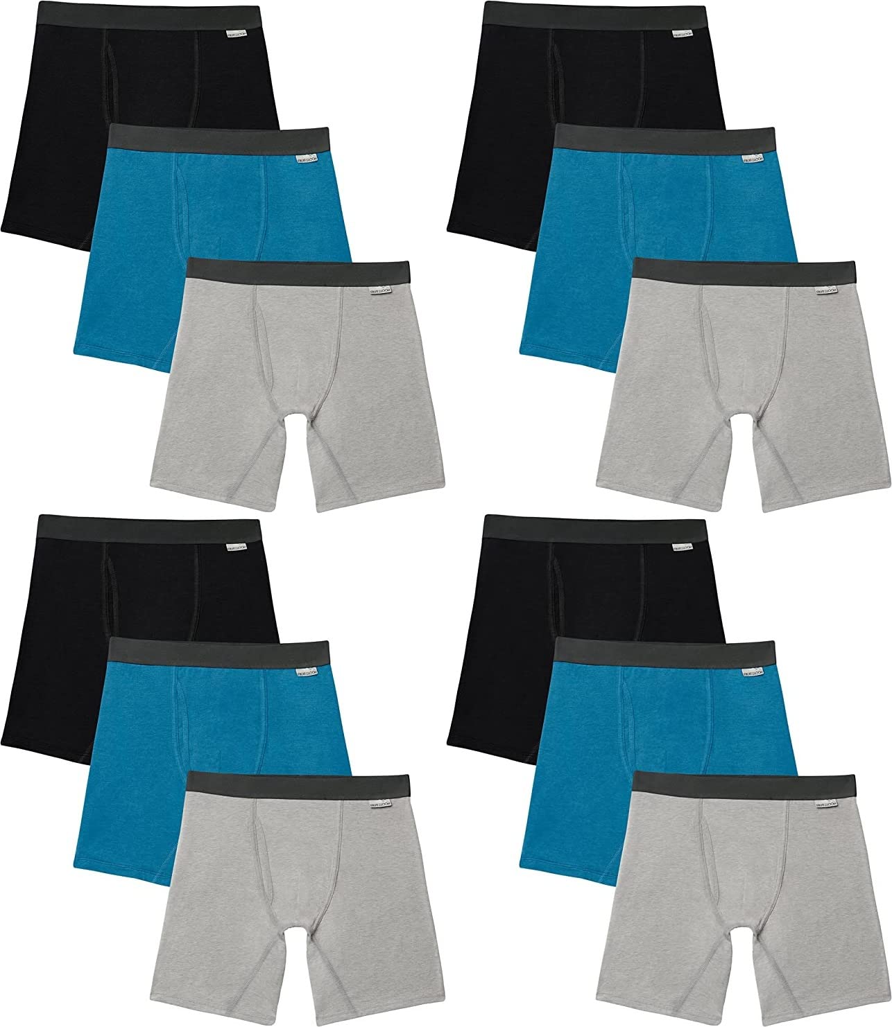 Fruit of the Loom Men's Breathable Boxer Briefs 12-Pack Performance Stretch Micro-Mesh Tri-Cool Support Pouch