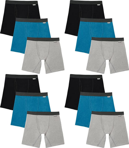 Fruit of the Loom Men's Breathable Boxer Briefs 12-Pack Performance Stretch Micro-Mesh Tri-Cool Support Pouch
