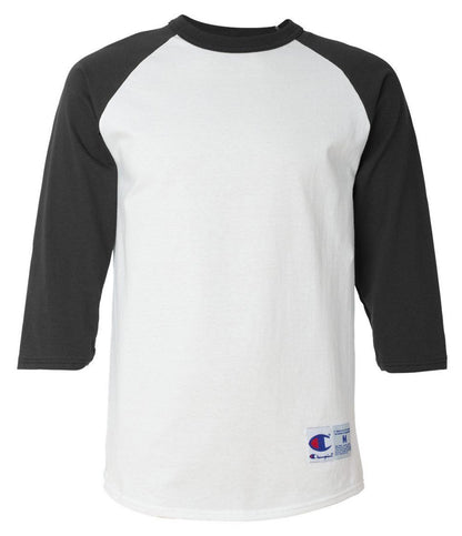 Champion Men's Raglan Baseball T-Shirt, White/C Gold, X-Large