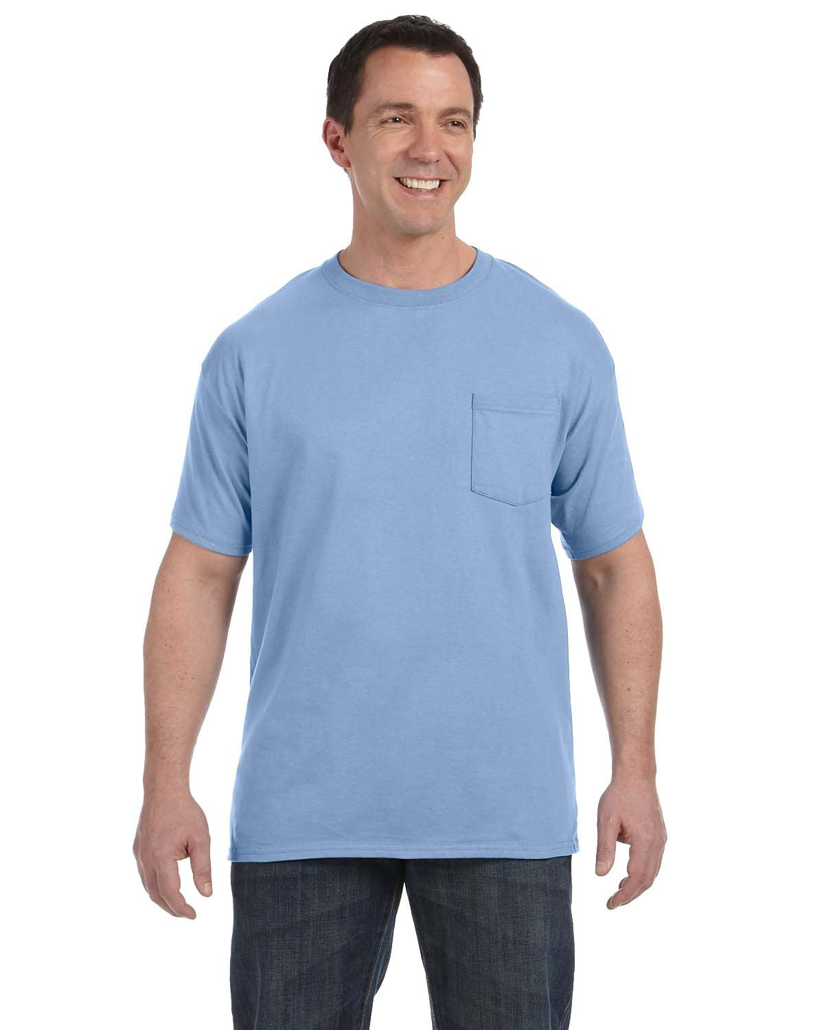 Hanes Men's 6 oz. Authentic-T Pocket T-Shirt 2XL Light Blue