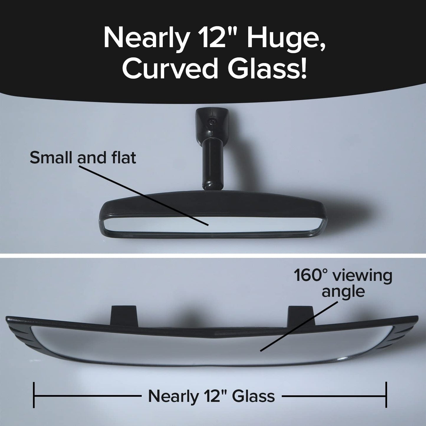 Angel View Wide-Angle Rearview Mirror, As Seen On TV Black Convex Car Mirror Installs in Seconds and Fits Most Cars, SUVs & Trucks, Holiday Gift, 4 Pack