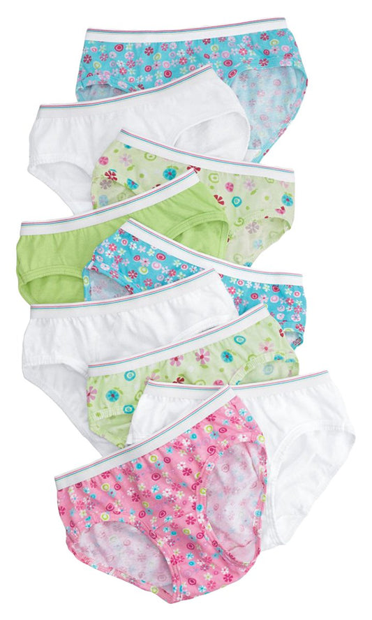 Hanes Girls' No Ride Up 100% Cotton TAGLESS Hipsters 9-Pack, 14-Assorted