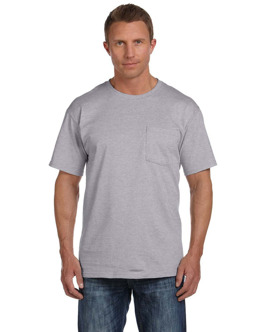 Fruit of the Loom Adult 5 oz. HD Cotton™ Pocket T-Shirt 3XL ATHLETIC HEATHER