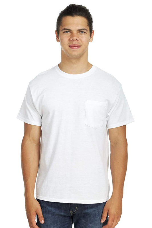 Hanes Men's 2 Pack Short-Sleeve Pocket T-Shirt (Large, White ComfortBlend)
