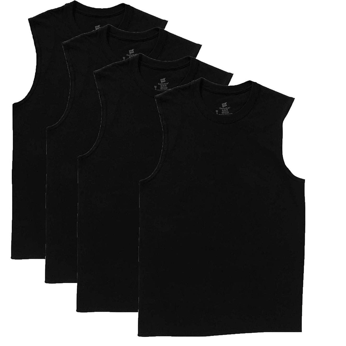 Hanes Men's Hanes 4-Pack Red Label Dyed Muscle (Black Performance Sleeveless Crew, XX-Large)