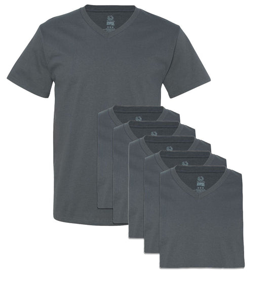 Fruit of the Loom Men's 6 Pack V-Neck T-Shirt, Charcoal Grey, Small