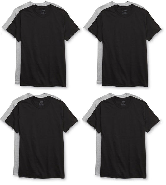 Hanes Men's 8Pack Crew Neck Tagless Black-Grey Undershirts Crewneck T-Shirt L