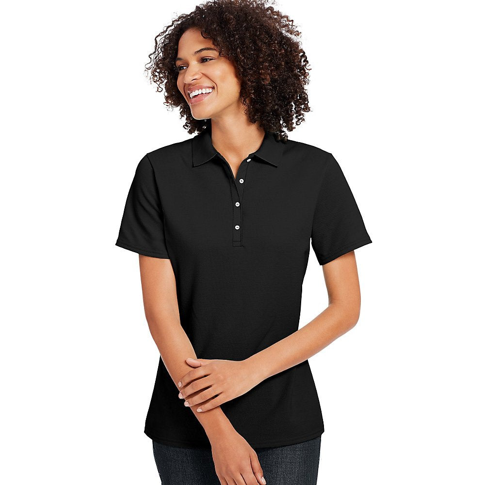 Hanes X-Temp Women's Pique Polo Shirt_Black_2XL
