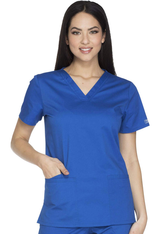 Scrubs for Women Workwear Core Stretch V-Neck Top, Soft Brushed Twill WW630, M, Royal