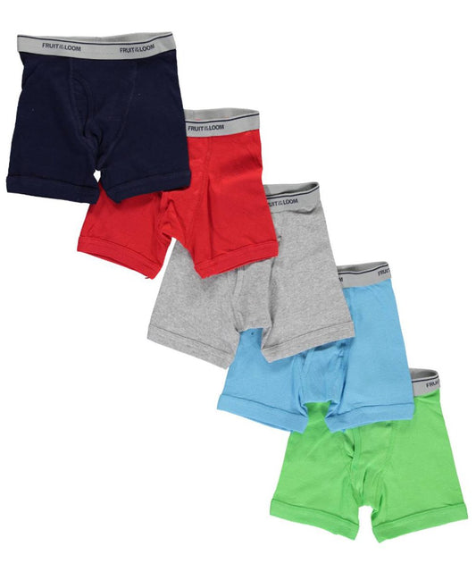 Fruit of the Loom 5 Pack Assorted Print & Solid Boxer Briefs, Solids - Assorted (Pack of 5), 4T