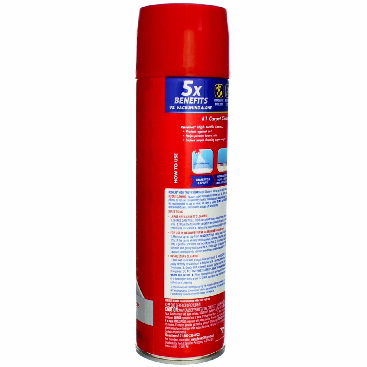 Resolve High Traffic Carpet Foam, 22 oz Can, Cleans Freshens Softens & Removes Stains (Pack of 2)