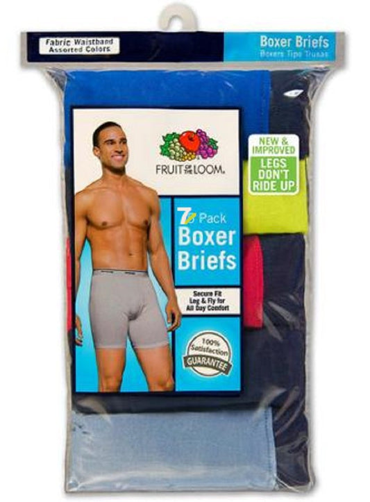 Fruit of the Loom Men's 7-Pack Fabric Waistband Boxer Briefs 7CBB001 (Small (Waist 28"-30"))