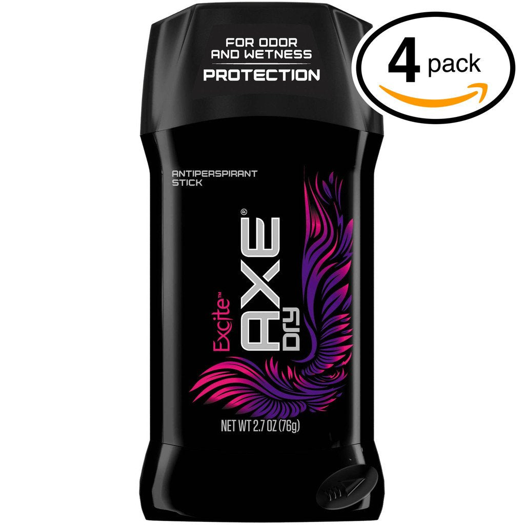 (PACK OF 4 STICKS) Axe EXCITE Dry Stick Antiperspirant & Deodorant. 48 HOUR ODOR PROTECTION! Energized & Fresh! (4 Sticks, 1.7oz each Stick)