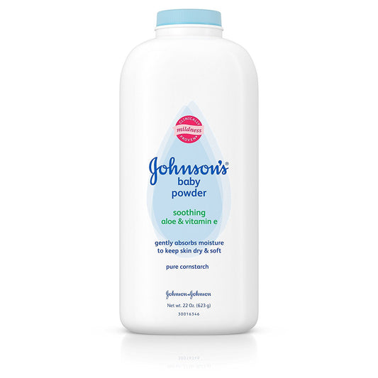 Johnson's Baby Powder with Naturally Derived Cornstarch Aloe & Vitamin E, Hypoallergenic, 22 oz (Pack of 6)
