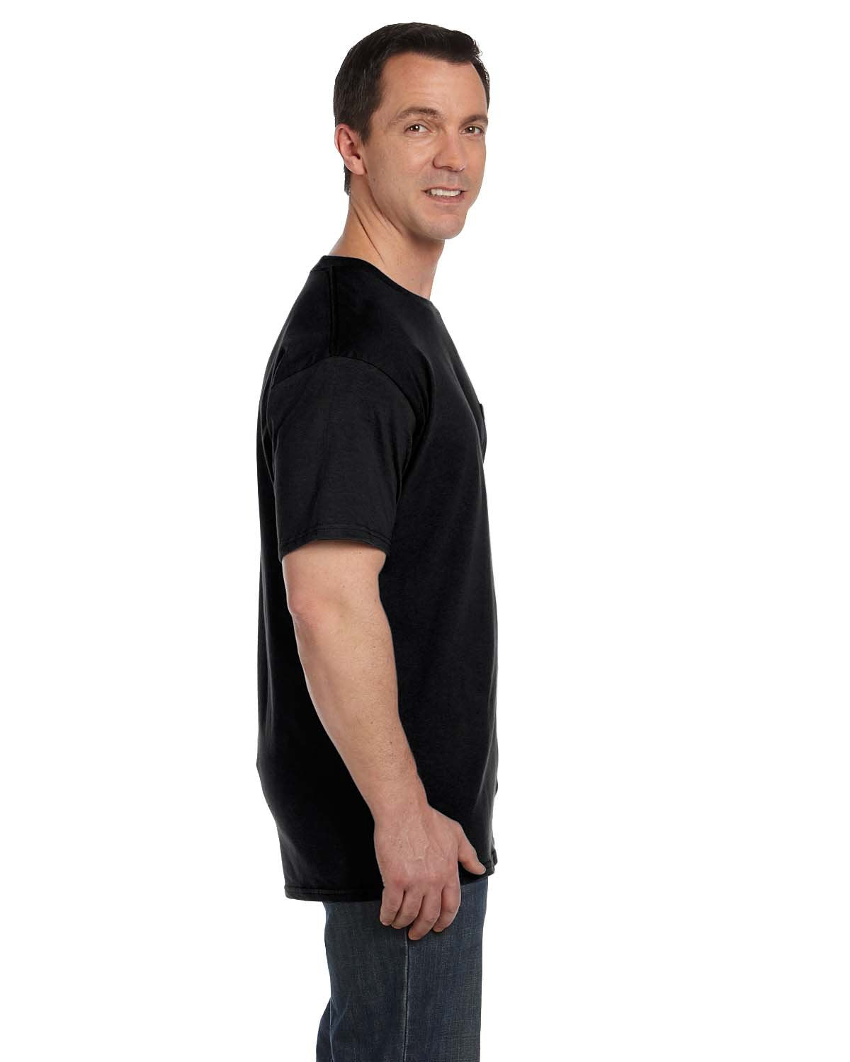 Hanes Men's 2 Pack Short-Sleeve Pocket Beefy-T (Black, Medium/38-40" Chest)