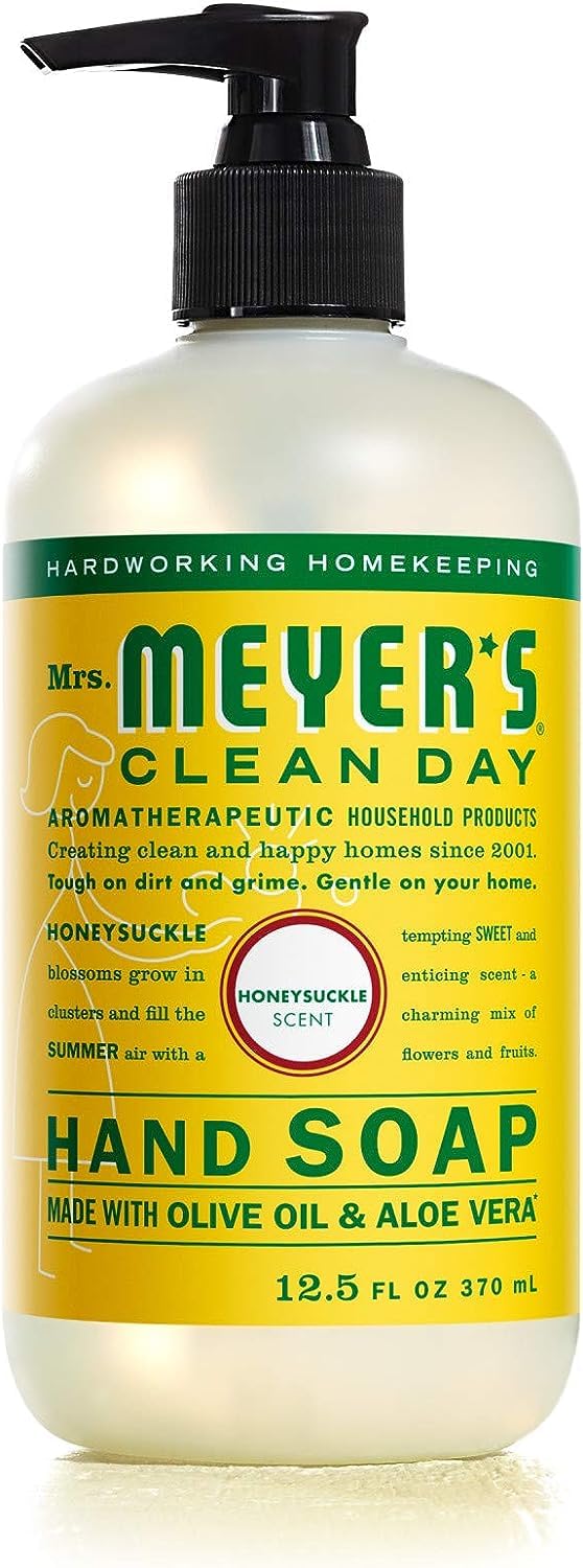 MRS. MEYER'S CLEAN DAY Hand Soap, Made with Essential Oils, Honeysuckle, 12.5 Fl oz (Pack of 2)