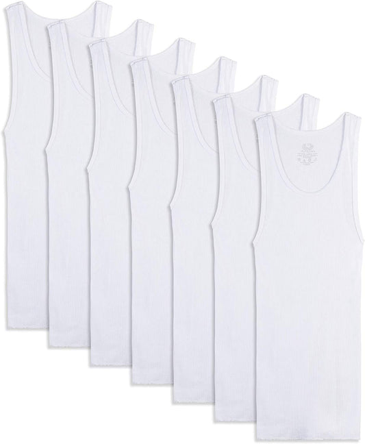 Fruit of the Loom Boys 8-Pack White 100% Cotton A-Shirts (Medium (Height 53-58))