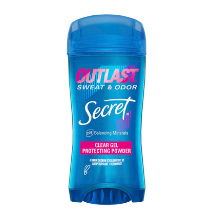 Secret Antiperspirant Deodorant for Women, Protecting Powder Scent, Clear Gel, Outlast Xtend, 2.6 Oz (Pack of 6)