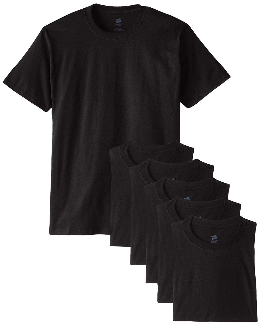 Hanes Men's Classics 6 Pack Crew Neck Tee - Black - XL (Bulk Packaging)