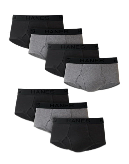 Hanes Men's Briefs 7 Pack, Black/Grey, Small