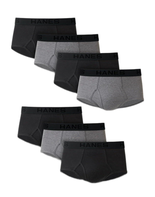 Hanes Men's Briefs 7 Pack, Black/Grey, Small