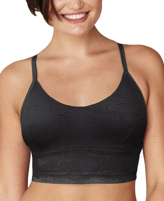 Maidenform Women's All-Over Lace Longline Bralette, Black, Small