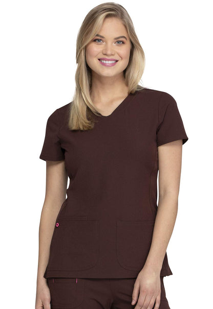 HeartSoul Women's Pitter-Pat V-Neck Scrubs Shirt, Khaki, XX-Small