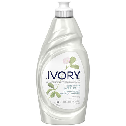 Ivory Dish Soap Classic Scent, Tough on Grease, Made Without Dyes, 24 fl oz (Pack of 10)