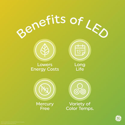GE Classic LED 60 Watt Replacement, Bright White, A19 General Purpose Bulbs (4 Pack)