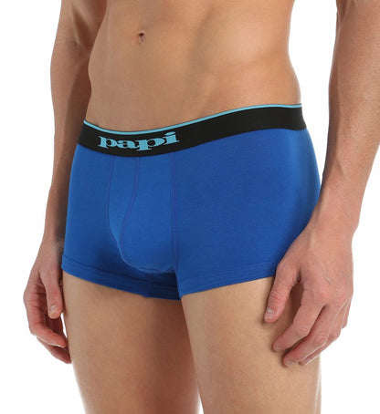 papi Stylish Brazilian Solid and Print Trunks (3-Pack of Men's Underwear), Black/Cobalt/Blue, Medium
