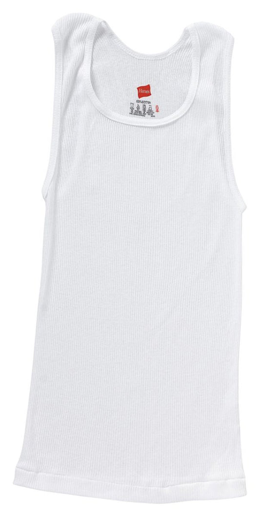 Hanes Boys, White A-Shirt, Pack 5, Large