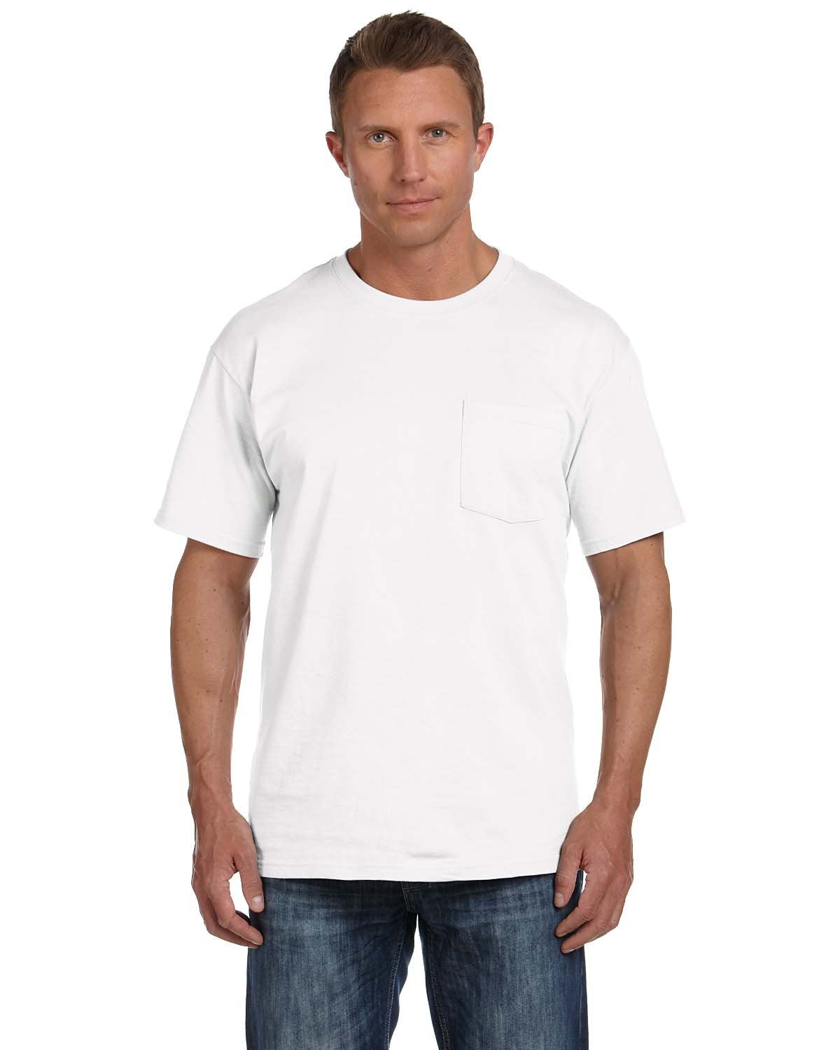 Fruit of the Loom Men's Pocket Crew Neck T-Shirt (Pack of 4), Assorted Blues, X-Large
