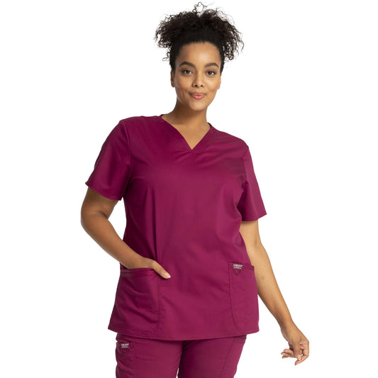 Cherokee Women's V-Neck Top, Wine, XX-Small