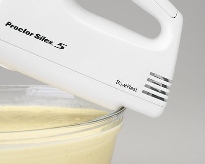 Proctor Silex 62509PS 5-Speed Hand Mixer, White