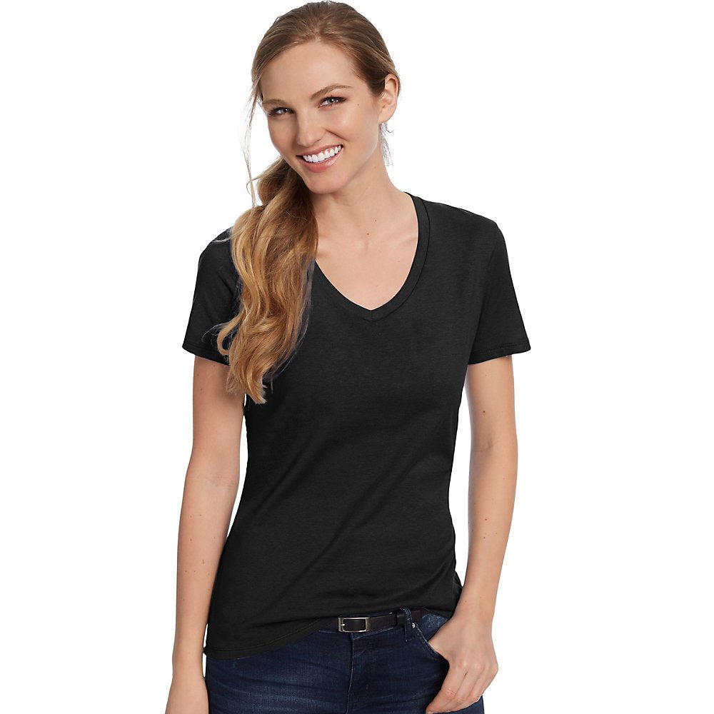 Hanes Womens Nano-T V-Neck T-Shirt Navy