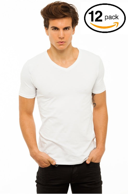 Hanes Men's White 6-Pack V-Neck T-Shirts (White - 12 Pack, XXX-Large)
