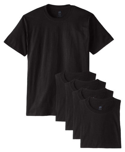 Hanes Mens 5.2 oz. ComfortSoft Cotton T-Shirt(5280)-BLACK-XL-5PK