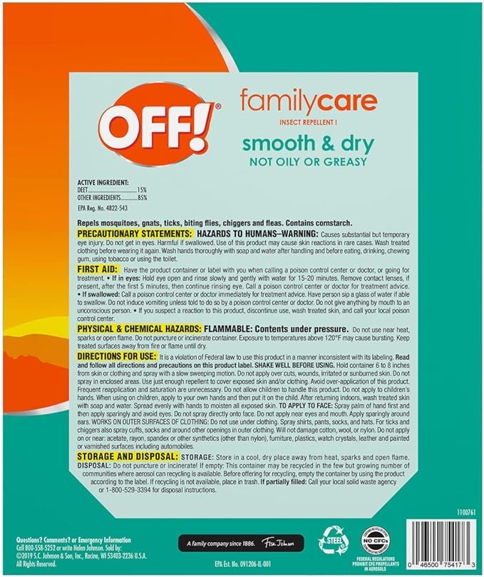OFF! Family Care Insect Repellent, Smooth & Dry Travel Aerosol Sprays, 6 oz. + 2.5 oz.