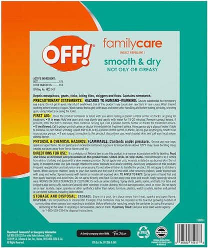 OFF! Family Care Insect Repellent, Smooth & Dry Travel Aerosol Sprays, 6 oz. + 2.5 oz.