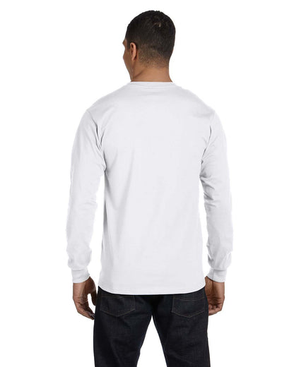 Hanes Long Sleeve Beefy-T T-Shirts (Medium, White)