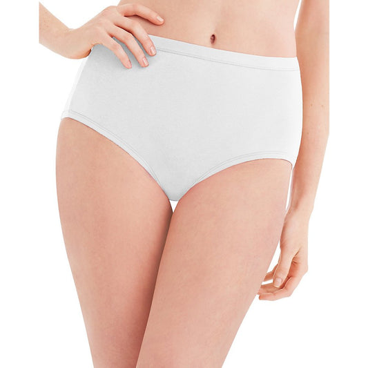 Hanes Women's No Ride Up Cotton Brief 6-pack, White, 5